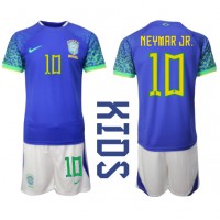 Brazil Neymar Jr #10 Gostujuci Dres za djecu SP 2022 Kratak Rukav (+ Kratke hlače)
